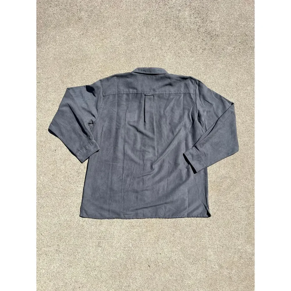 Basic Editions Gray Faux‎ Suede Shirt Men XL Long Sleeve Minimalist Quiet Luxury - Picture 4 of 4